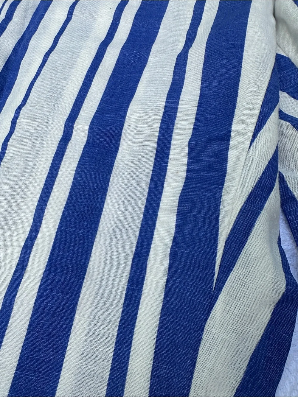 Blue and White Vertical Stripe Cropped Pants